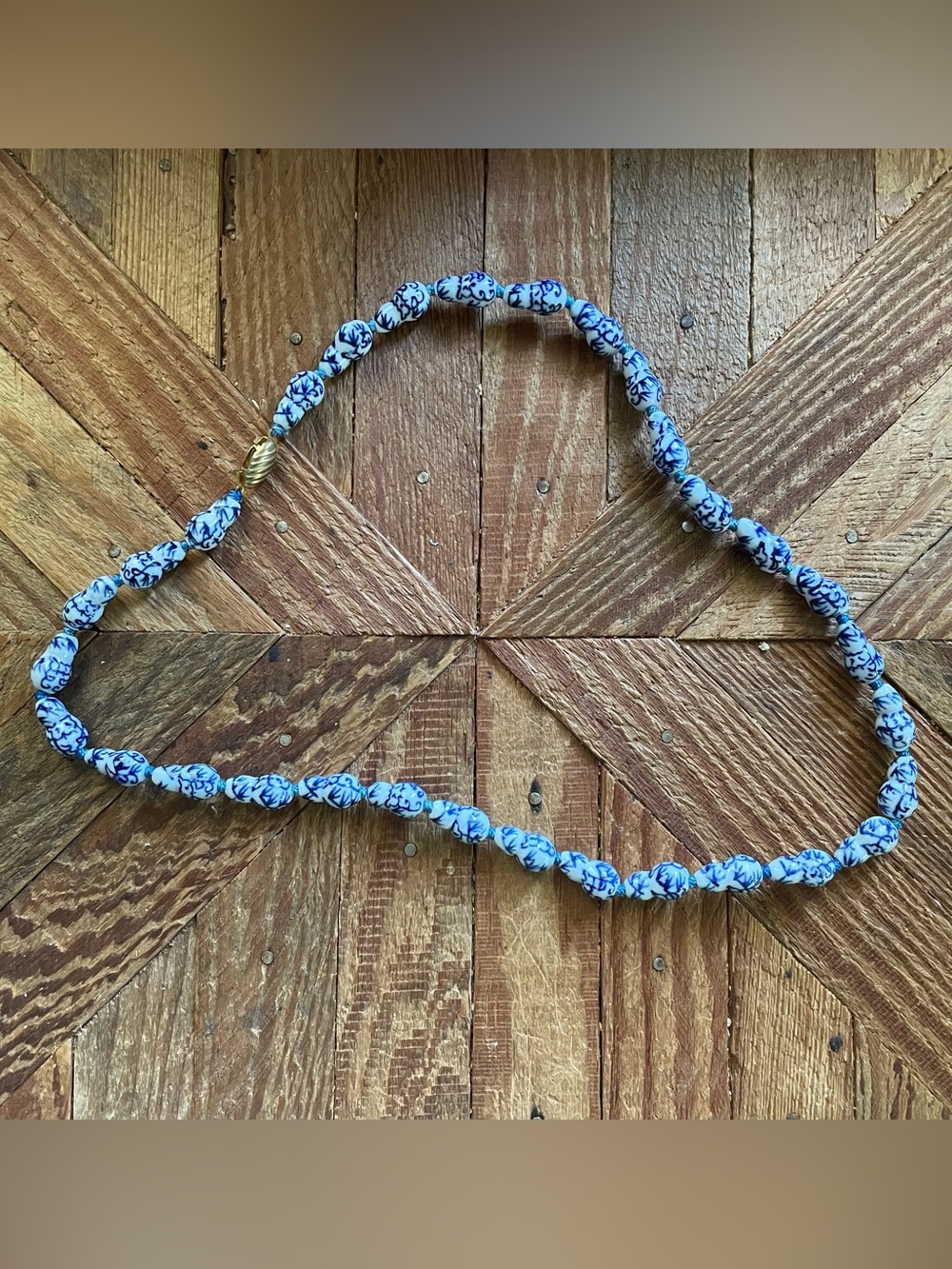 Vintage Blue and White Porcelain Chinese Bead Necklace